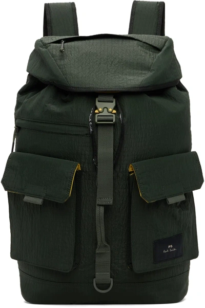 Ps By Paul Smith Green Nylon Ripstop Backpack In 39 Greens