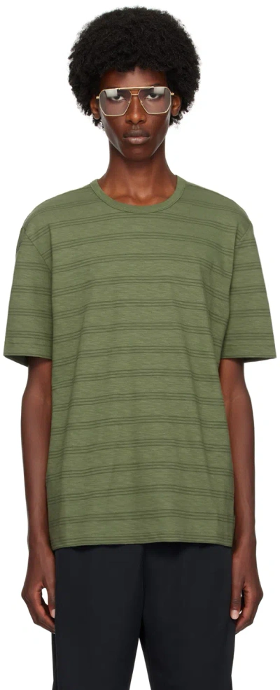Ps By Paul Smith Green Striped T-shirt In 34 Greens