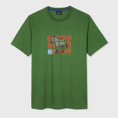 Ps By Paul Smith Green 'zebra Jigsaw' Print T-shirt