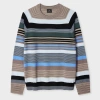 Ps By Paul Smith Grey And Blue Contrast Stripe Merino Wool Sweater In Multi