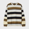 Ps By Paul Smith Grey And Khaki Stripe Milano Cotton Sweater