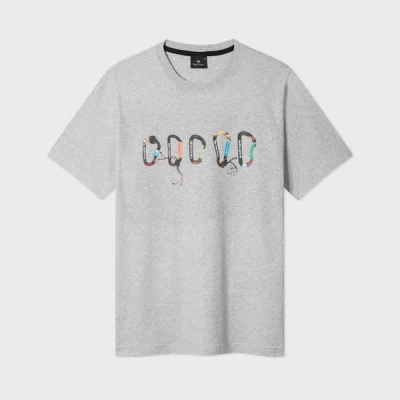 Ps By Paul Smith Grey 'carabiner' Print T-shirt In Gray