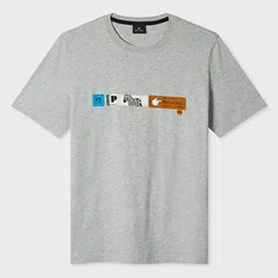 Ps By Paul Smith Grey Marl 'tickets' Print T-shirt In Multi