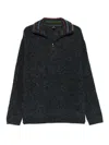 Ps By Paul Smith Half-zip Striped-collar Sweater In Gray