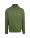 Ps By Paul Smith Khaki Organic Cotton Half Zip Zebra Logo Sweater Green In 35cmilitary_green