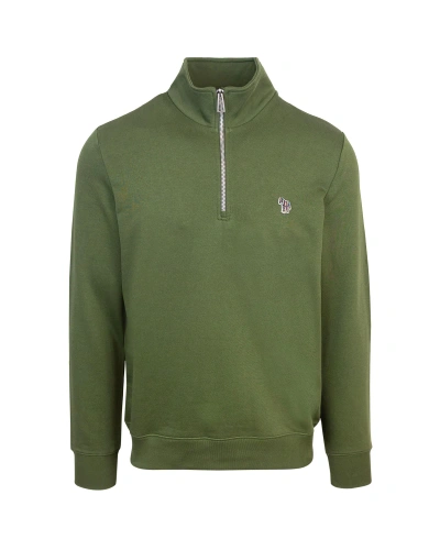 Ps By Paul Smith Half Zip Sweatshirt In Organic Cotton In 35cmilitary_green
