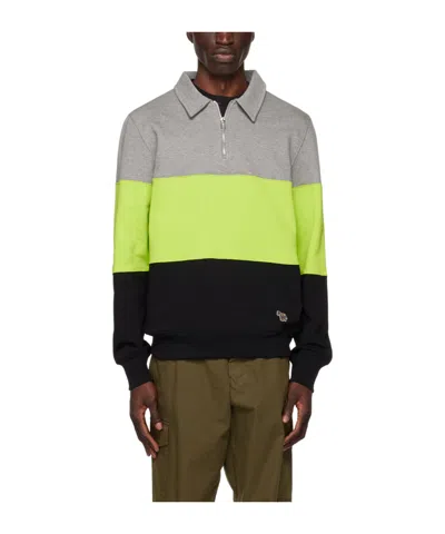 Ps By Paul Smith Half-zipper Long-sleeved Polo Shirt In Green