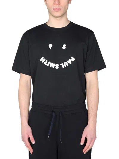 Ps By Paul Smith Happy Crew Neck T-shirt In Black