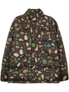 Ps By Paul Smith Khaki 'happy' Floral Camo Print Wadded Jacket Green In Grün