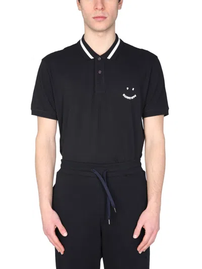 Ps By Paul Smith "happy" Polo In Black