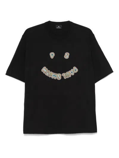 Ps By Paul Smith Happy-print T-shirt In Black
