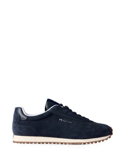 Ps By Paul Smith Haskell Logo-print Suede Sneakers In Blue