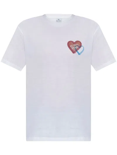 Ps By Paul Smith Heart-print T-shirt In White