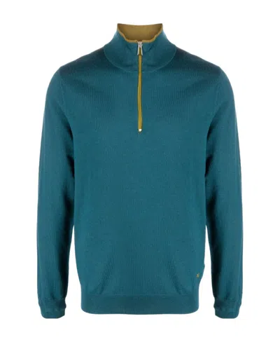 Ps By Paul Smith High-neck Merino-wool Jumper In Blue