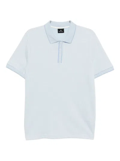 Ps By Paul Smith H.tooth Print Polo Shirt In Blue