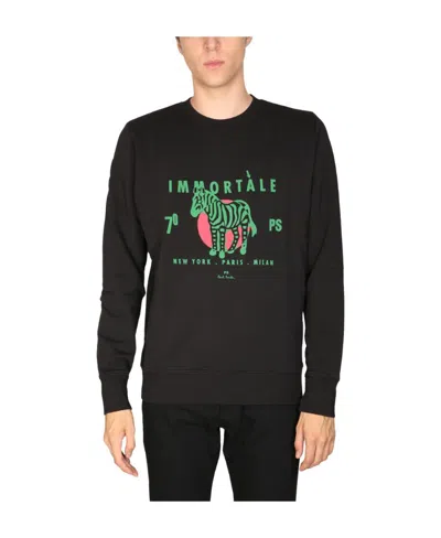Ps By Paul Smith 'immortale Zebra' Organic Cotton Sweatshirt In Black
