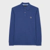 PS BY PAUL SMITH INDIGO BLUE LONG-SLEEVE ZEBRA LOGO POLO SHIRT