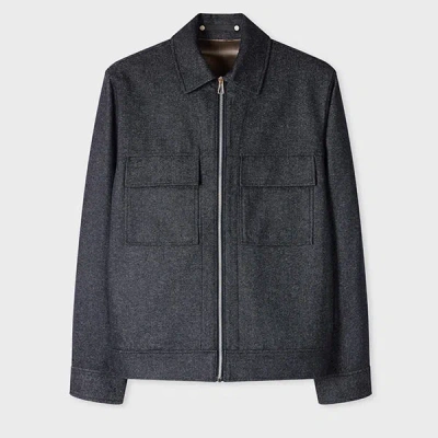Ps By Paul Smith Indigo Cotton-blend Flannel Zip Jacket Blue In Gray
