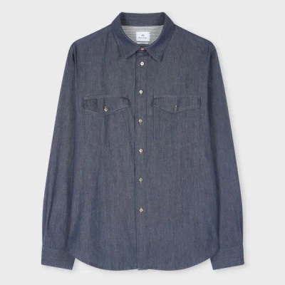 Ps By Paul Smith Indigo Rinse Denim Patch-pocket Shirt Blue