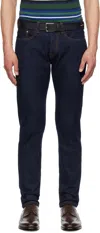 Ps By Paul Smith Indigo Tapered-fit Crosshatch Stretch Jeans In R Blue
