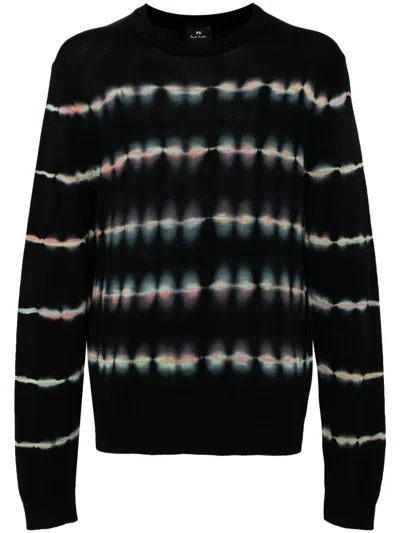 Ps By Paul Smith Intarsia-knit Cotton Jumper In Black