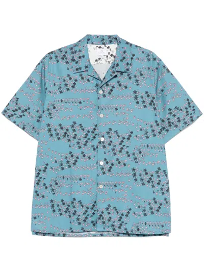 Ps By Paul Smith Jasmine-print Short-sleeve Shirt In Blue