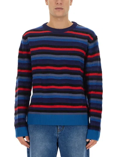 Ps By Paul Smith Jersey With Stripe Pattern In Blue