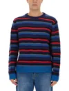 Ps By Paul Smith Ps Paul Smith Jersey With Stripe Pattern In Blue