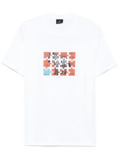 Ps By Paul Smith Jigsaw Zebra T-shirt In White