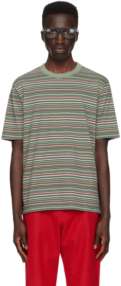 Ps By Paul Smith Khaki & Black Stripe T-shirt In 34 Greens
