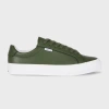 Ps By Paul Smith Khaki Coated Leather 'amos' Trainers Brown In Green