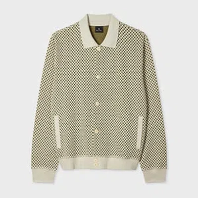 Ps By Paul Smith Khaki Cotton-blend Jacquard Cardigan White In Brown