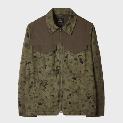 Ps By Paul Smith Floral-print Collared Jacket In Green