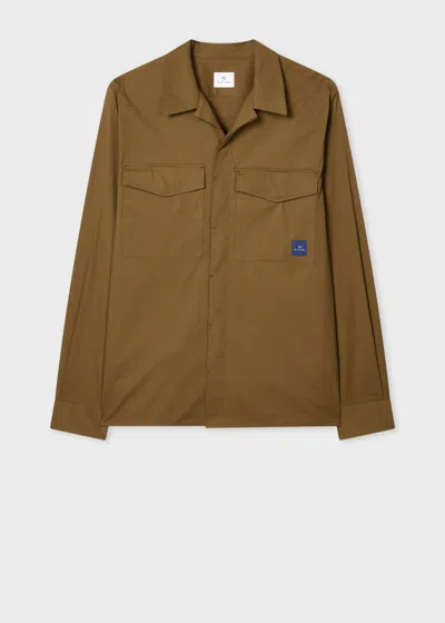 Ps By Paul Smith Khaki Cotton-nylon Double Pocket Overshirt Green In Brown