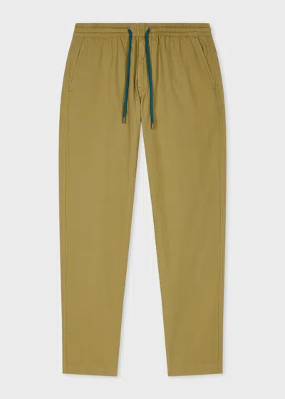 Ps By Paul Smith Khaki Cotton Poplin Drawstring Trousers Green