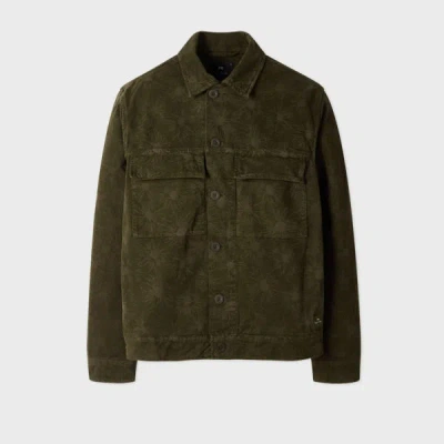 Ps By Paul Smith Khaki Cotton-twill Floral Jacket Green