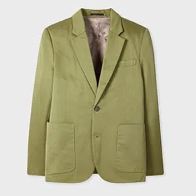 Ps By Paul Smith Khaki Cotton-twill Piece-dyed Blazer Green