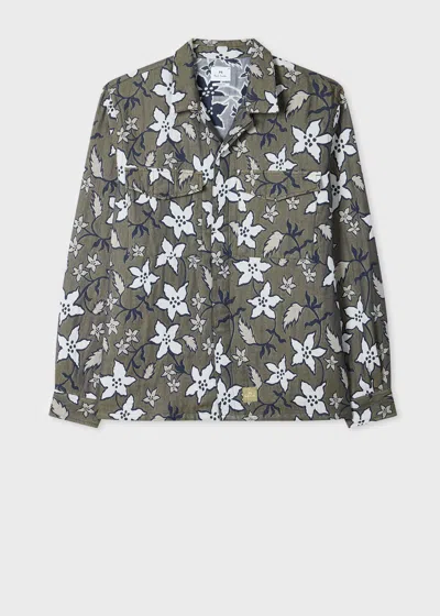 Ps By Paul Smith Khaki Floral Double-face Cotton Shirt Green