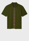 Ps By Paul Smith Khaki Green Button-front Stretch-cotton Polo Shirt