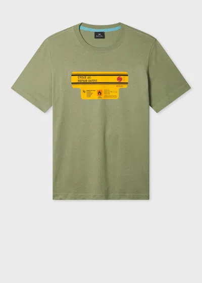 Ps By Paul Smith Khaki Green 'cycle Repair Outfit' Print T-shirt