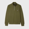 Ps By Paul Smith Khaki Green Organic Cotton Zebra Logo Half-zip Sweatshirt In Green