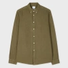 Ps By Paul Smith Khaki Linen Button-down Collar Shirt Green In Green