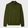 Ps By Paul Smith Khaki Merino Wool Half Zip Sweater Green