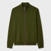Ps By Paul Smith Khaki Merino Wool Zip Cardigan Green