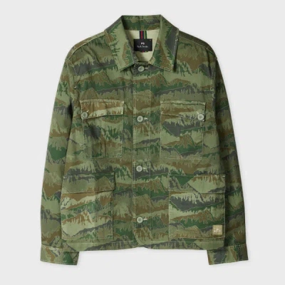 Ps By Paul Smith Khaki 'mountain Camo' Field Jacket Green