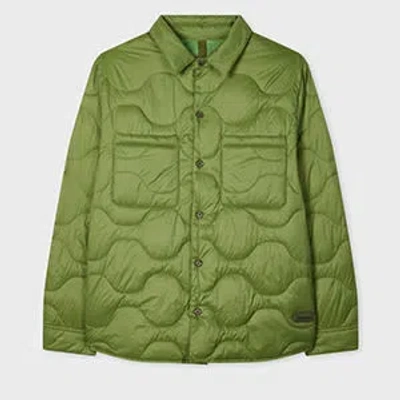 PS BY PAUL SMITH KHAKI PACKABLE QUILTED NYLON SHIRT JACKET GREEN