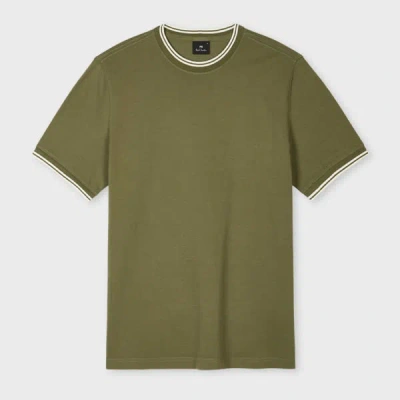 Ps By Paul Smith Khaki Regular-fit Contrast Stripe Cotton T-shirt Green