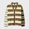 Ps By Paul Smith Khaki Stripe Milano Cotton Cardigan Green In Green