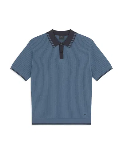 Ps By Paul Smith Knit Polo Sweater In Blue
