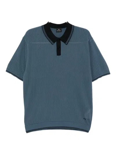 Ps By Paul Smith Knitted Polo Shirt In Blue